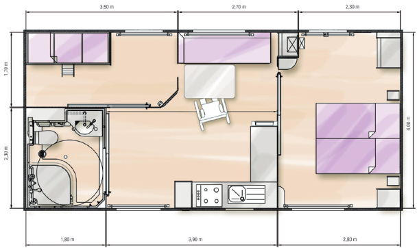 Stacaravan Eco - 2 Slaapkamers - PRM